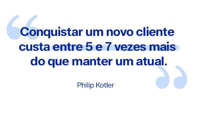 "Conquistar um novo cliente custa entre 5 e 7 vezes mais do que manter um atual". - Philip Kotler